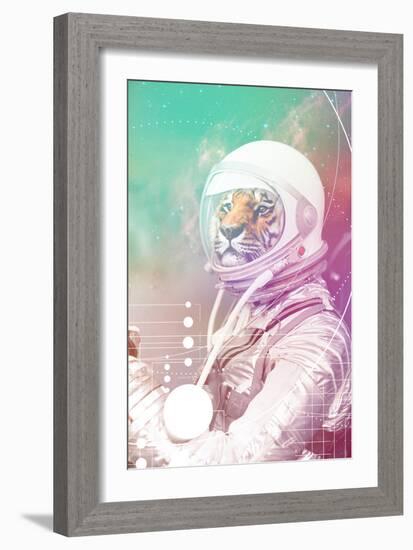 Astronaut Tiger-null-Framed Art Print