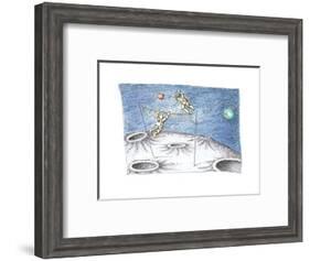 Astronaut Volleyball - Cartoon-John O'brien-Framed Premium Giclee Print