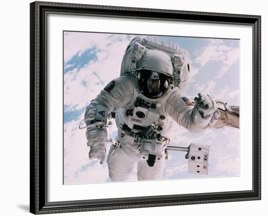 Astronaut Walking in Space-David Bases-Framed Photographic Print