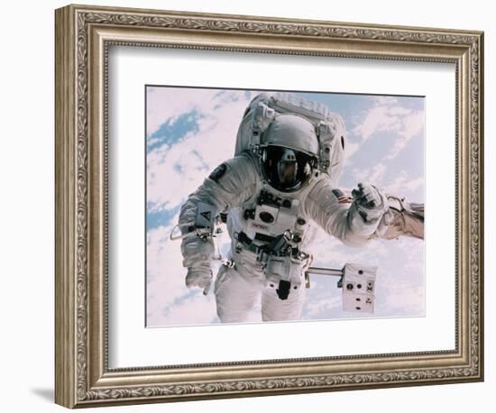 Astronaut Walking in Space-David Bases-Framed Photographic Print