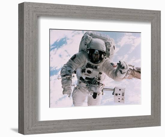 Astronaut Walking in Space-David Bases-Framed Photographic Print