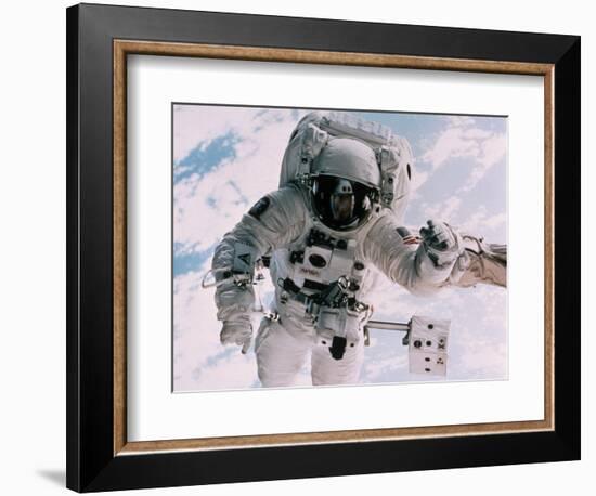 Astronaut Walking in Space-David Bases-Framed Photographic Print