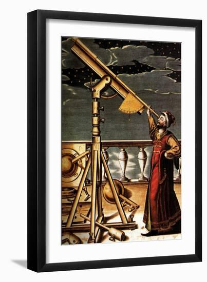 Astronomer and Telescope, 1647-null-Framed Giclee Print