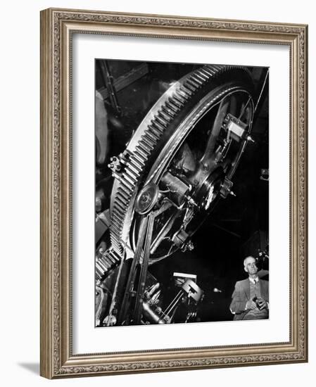 Astronomer Dr. Walter S. Adams Adjusting 100-Inch Telescope, Mt. Wilson Observatory-Margaret Bourke-White-Framed Photographic Print