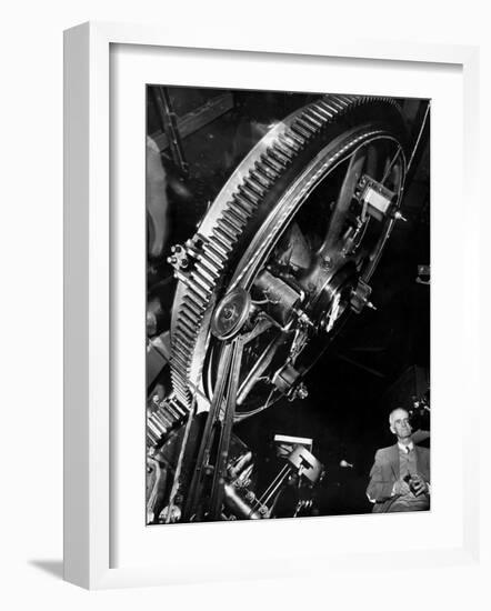 Astronomer Dr. Walter S. Adams Adjusting 100-Inch Telescope, Mt. Wilson Observatory-Margaret Bourke-White-Framed Photographic Print