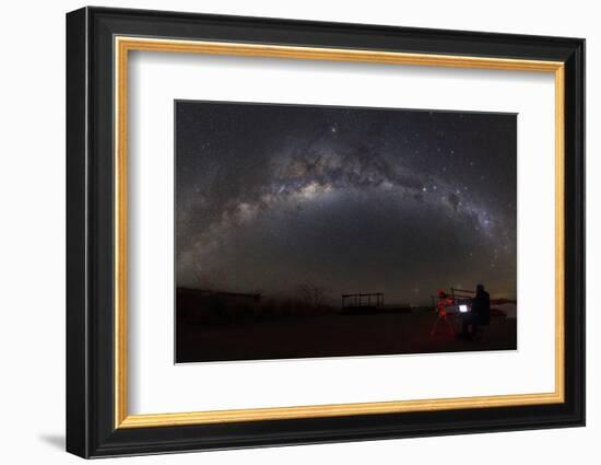 Astronomer with Telescope Looking at the Milky Way in the Atacama Desert, Chile-Stocktrek Images-Framed Photographic Print