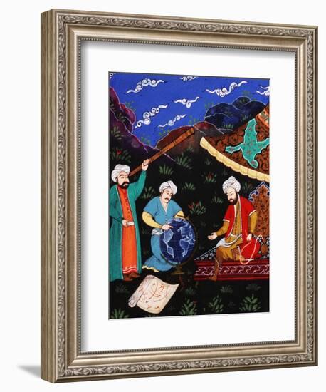 Astronomers and Geographers in a Mountainous Country, Ottoman Miniature, 17th century-null-Framed Giclee Print