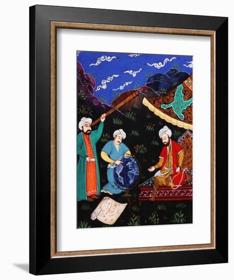 Astronomers and Geographers in a Mountainous Country, Ottoman Miniature, 17th century-null-Framed Giclee Print