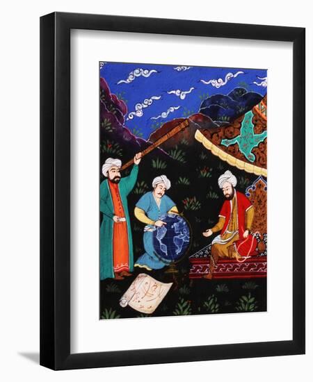 Astronomers and Geographers in a Mountainous Country, Ottoman Miniature, 17th century-null-Framed Giclee Print