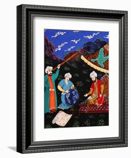 Astronomers and Geographers in a Mountainous Country, Ottoman Miniature, 17th century-null-Framed Giclee Print