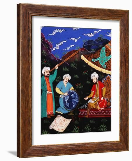 Astronomers and Geographers in a Mountainous Country, Ottoman Miniature, 17th century-null-Framed Giclee Print