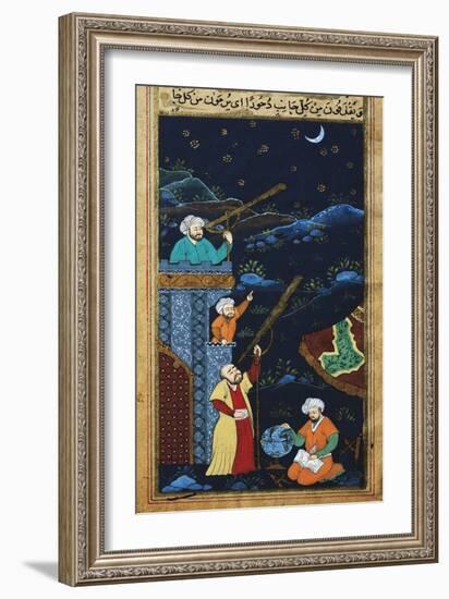 Astronomers While Studying the Moon and the Stars, Ottoman Miniature-null-Framed Giclee Print