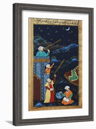 Astronomers While Studying the Moon and the Stars, Ottoman Miniature-null-Framed Giclee Print