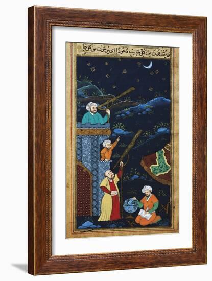 Astronomers While Studying the Moon and the Stars, Ottoman Miniature-null-Framed Giclee Print