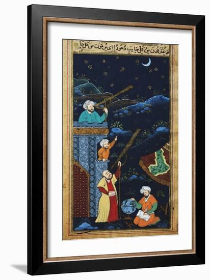 Astronomers While Studying the Moon and the Stars, Ottoman Miniature-null-Framed Giclee Print