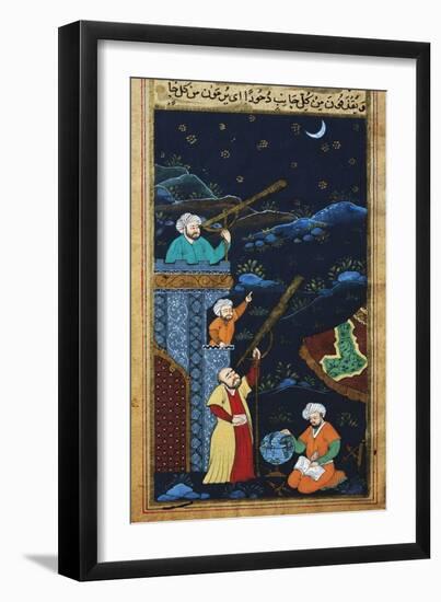 Astronomers While Studying the Moon and the Stars, Ottoman Miniature-null-Framed Giclee Print