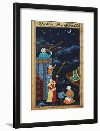 Astronomers While Studying the Moon and the Stars, Ottoman Miniature-null-Framed Giclee Print