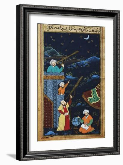 Astronomers While Studying the Moon and the Stars, Ottoman Miniature-null-Framed Giclee Print