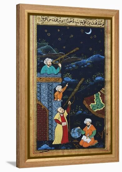 Astronomers While Studying the Moon and the Stars, Ottoman Miniature-null-Framed Premier Image Canvas