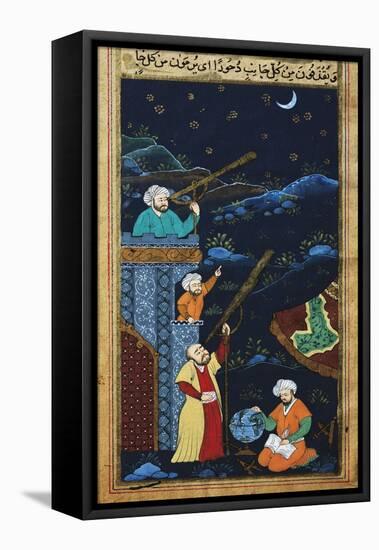 Astronomers While Studying the Moon and the Stars, Ottoman Miniature-null-Framed Premier Image Canvas