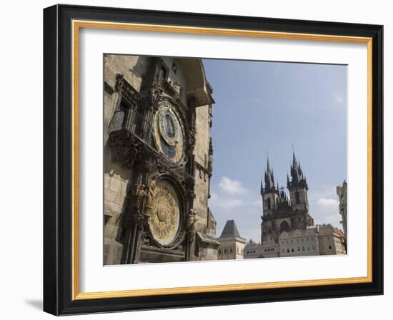 Astronomical Clock, and Church of Our Lady before Tyn, Old Town Square, Prague, Czech Republic-Martin Child-Framed Photographic Print