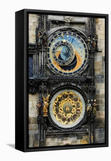 Astronomical Clock and Josef Manes' Calendar-Josef Manes-Framed Stretched Canvas