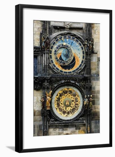 Astronomical Clock and Josef Manes' Calendar-Josef Manes-Framed Art Print