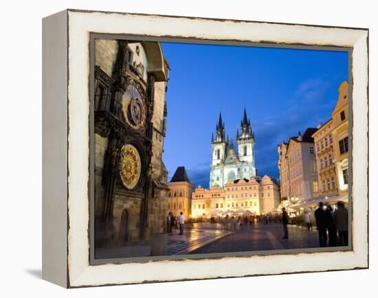 Astronomical Clock, Old Town Square and the Church of Our Lady before Tyn, Prague, Czech Republic-Martin Child-Framed Premier Image Canvas