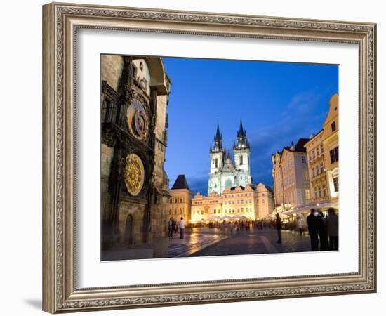 Astronomical Clock, Old Town Square and the Church of Our Lady before Tyn, Prague, Czech Republic-Martin Child-Framed Photographic Print