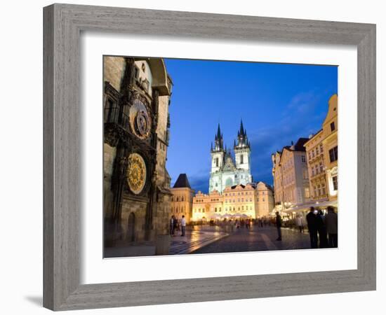 Astronomical Clock, Old Town Square and the Church of Our Lady before Tyn, Prague, Czech Republic-Martin Child-Framed Photographic Print