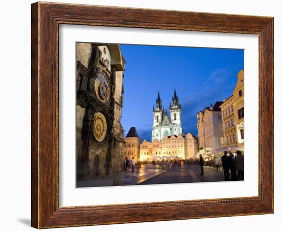 Astronomical Clock, Old Town Square and the Church of Our Lady before Tyn, Prague, Czech Republic-Martin Child-Framed Photographic Print