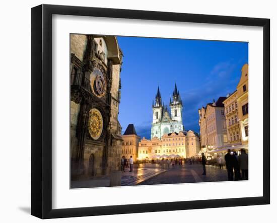 Astronomical Clock, Old Town Square and the Church of Our Lady before Tyn, Prague, Czech Republic-Martin Child-Framed Photographic Print