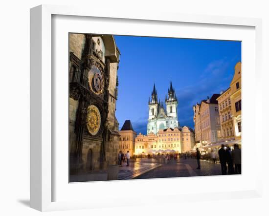 Astronomical Clock, Old Town Square and the Church of Our Lady before Tyn, Prague, Czech Republic-Martin Child-Framed Photographic Print