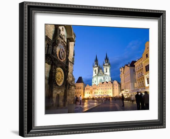 Astronomical Clock, Old Town Square and the Church of Our Lady before Tyn, Prague, Czech Republic-Martin Child-Framed Photographic Print