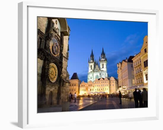 Astronomical Clock, Old Town Square and the Church of Our Lady before Tyn, Prague, Czech Republic-Martin Child-Framed Photographic Print