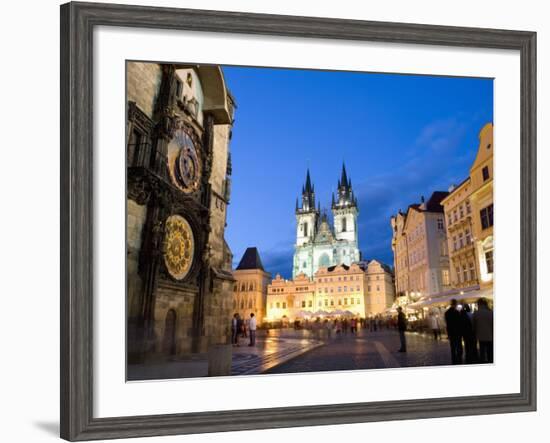 Astronomical Clock, Old Town Square and the Church of Our Lady before Tyn, Prague, Czech Republic-Martin Child-Framed Photographic Print