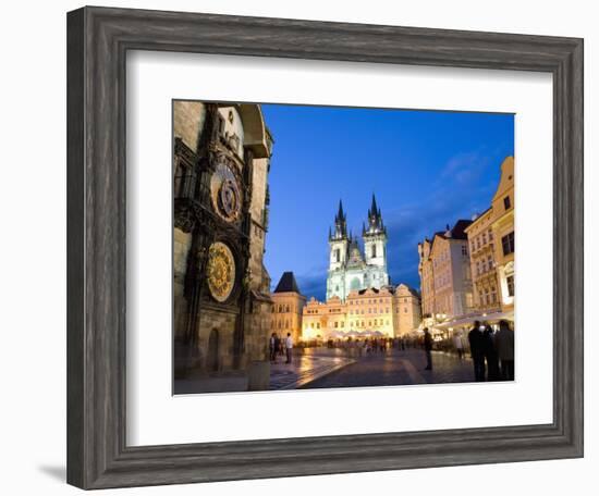 Astronomical Clock, Old Town Square and the Church of Our Lady before Tyn, Prague, Czech Republic-Martin Child-Framed Premium Photographic Print