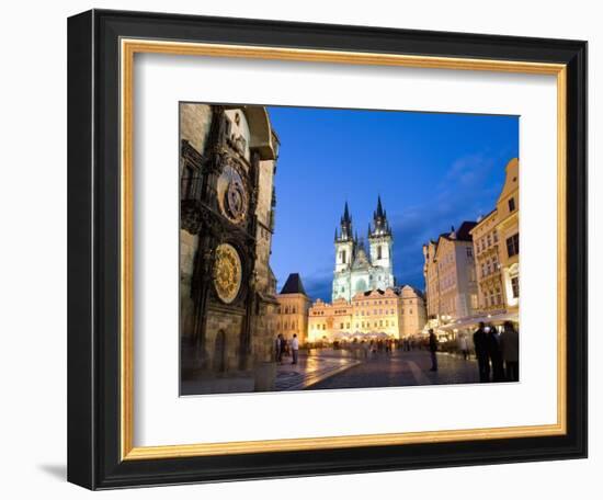 Astronomical Clock, Old Town Square and the Church of Our Lady before Tyn, Prague, Czech Republic-Martin Child-Framed Premium Photographic Print