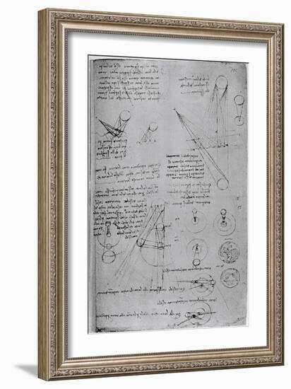 Astronomical Diagrams, from the Codex Leicester, 1508-1512-Leonardo da Vinci-Framed Giclee Print