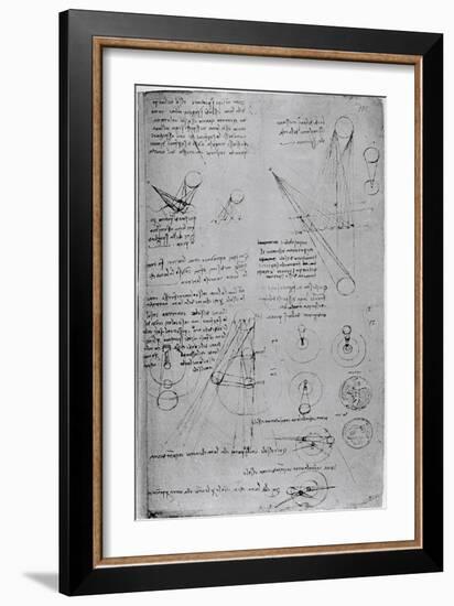 Astronomical Diagrams, from the Codex Leicester, 1508-1512-Leonardo da Vinci-Framed Giclee Print