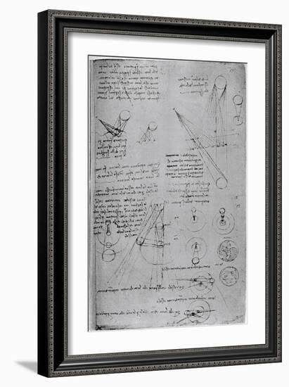 Astronomical Diagrams, from the Codex Leicester, 1508-1512-Leonardo da Vinci-Framed Giclee Print