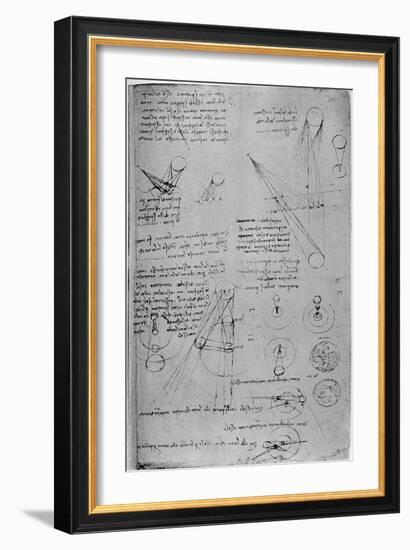 Astronomical Diagrams, from the Codex Leicester, 1508-1512-Leonardo da Vinci-Framed Giclee Print