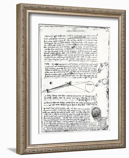 Astronomical Diagrams, from the Codex Leicester, 1508-1512-Leonardo da Vinci-Framed Giclee Print