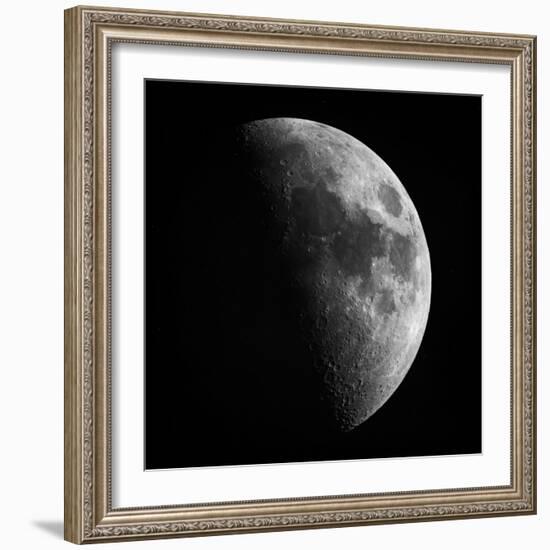 Astronomical Glass Plate Slide of the Moon in First Quarter (1899), 1899 (Glass Negative)-Unknown Artist-Framed Giclee Print