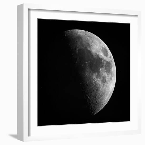 Astronomical Glass Plate Slide of the Moon in First Quarter (1899), 1899 (Glass Negative)-Unknown Artist-Framed Giclee Print