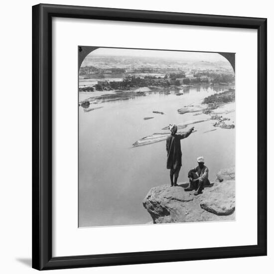 Aswan and the Island of Elephantine as Seen from the Western Cliffs, Egypt, 1905-Underwood & Underwood-Framed Photographic Print