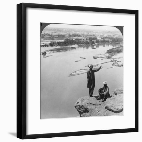 Aswan and the Island of Elephantine as Seen from the Western Cliffs, Egypt, 1905-Underwood & Underwood-Framed Photographic Print