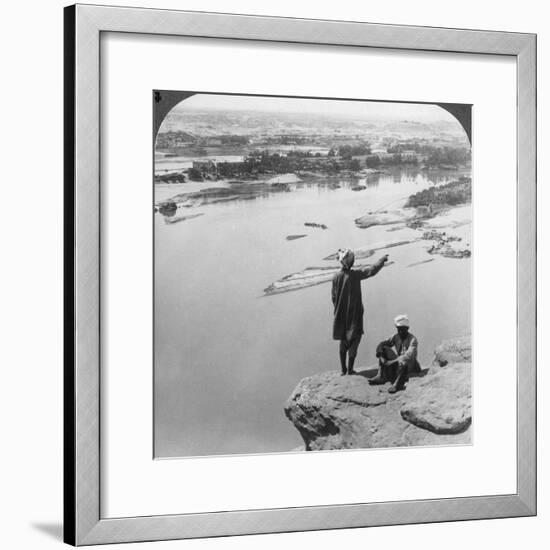 Aswan and the Island of Elephantine as Seen from the Western Cliffs, Egypt, 1905-Underwood & Underwood-Framed Photographic Print