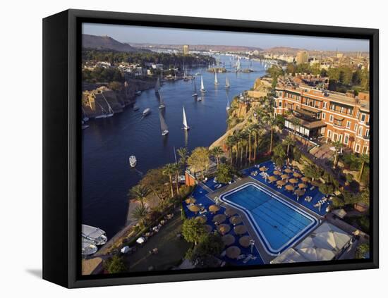 Aswan in Late Afternoon, Old Cataract Hotel in front, Where Agatha Christie Wrote Death, Nile-Julian Love-Framed Premier Image Canvas