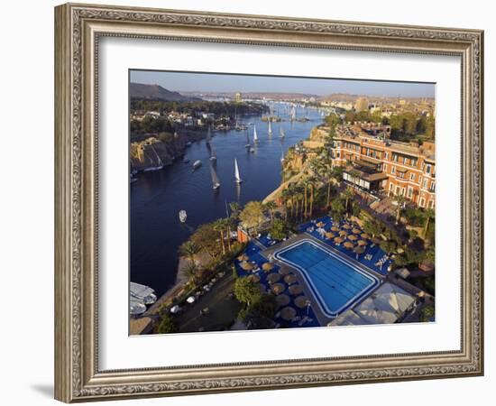 Aswan in Late Afternoon, Old Cataract Hotel in front, Where Agatha Christie Wrote Death, Nile-Julian Love-Framed Photographic Print